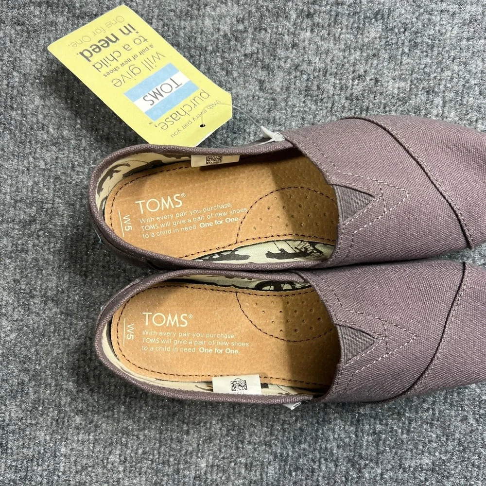 NIB TOMS Classic Alpargata Size 5 Ash‎ Canvas Grey Slip On Flats Shoes 001001B07